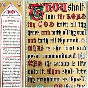 Ten Commandments Gold Tone 1872 Lithograph Victorian Religious Art DWAA6